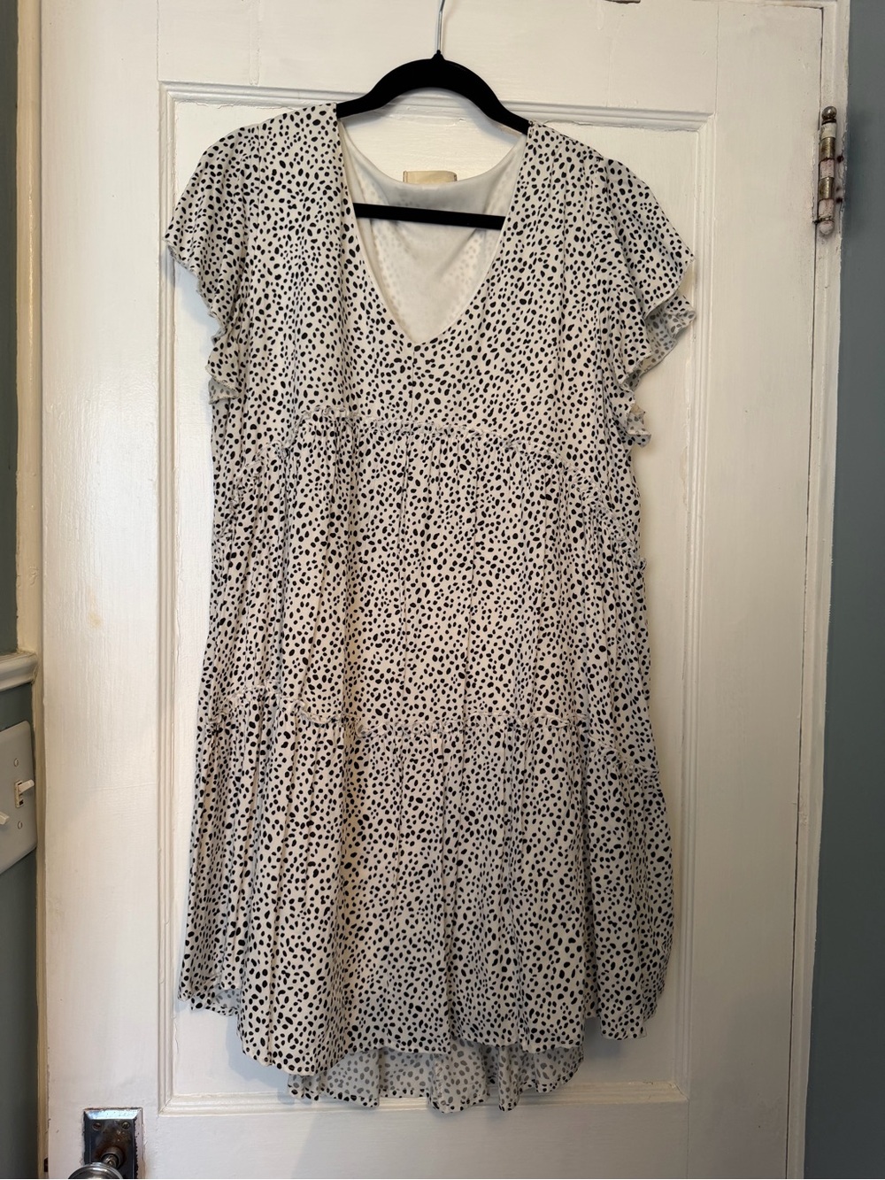 Women's Tiered Dress with Black Dot Print